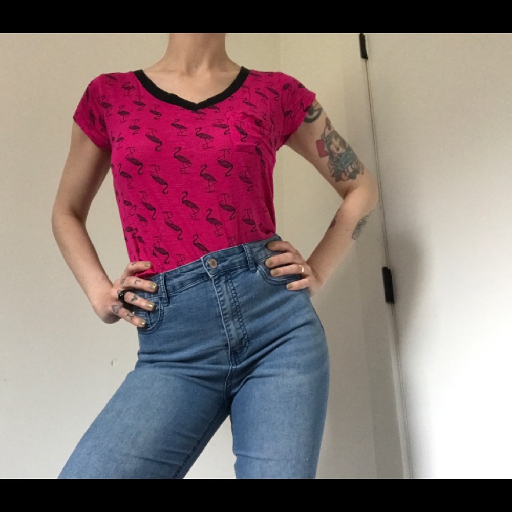Xhilaration Flamingo Print Tee Shirt